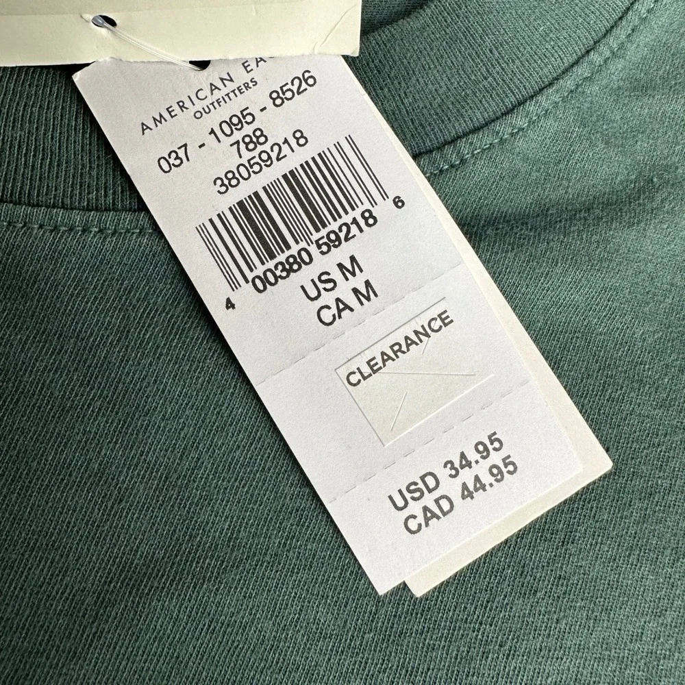 American Eagle Queen Tour 75 Graphic Band Tee Green Silver Glitter Mens M NEW